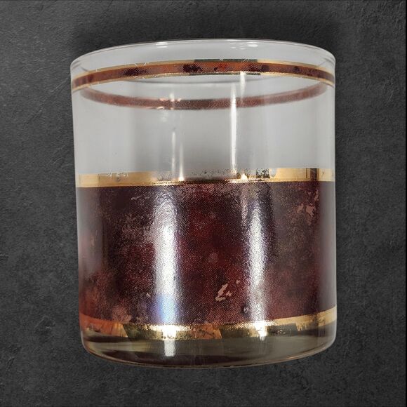 Vintage Culver Lowball Glasses Set of 4 Tortoiseshell 22K Gold Brazilian Brown - Picture 6 of 10